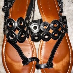 Max Studio Black and Brown size 9 circle Leather Sandals
